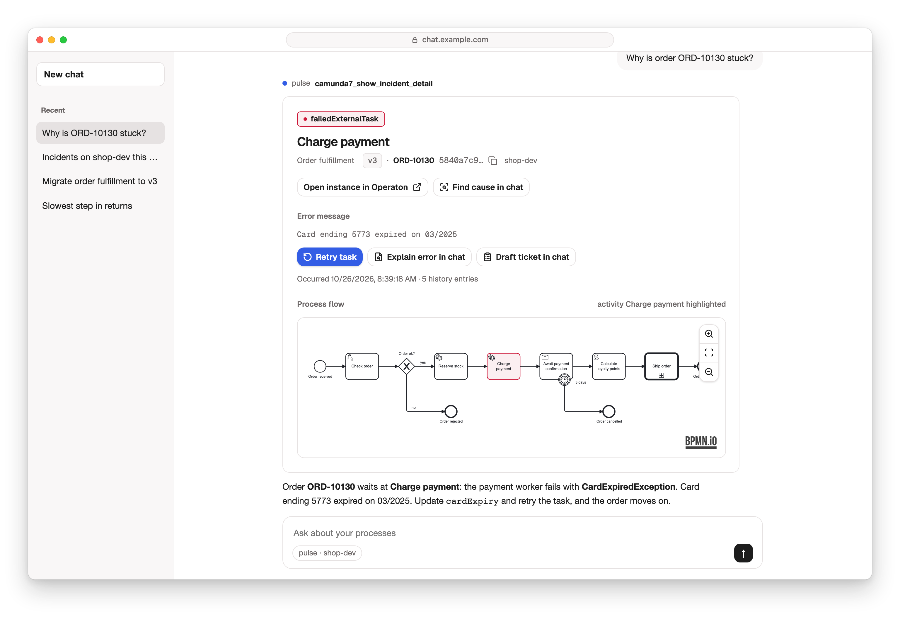 An incident in the chat, explained with a widget